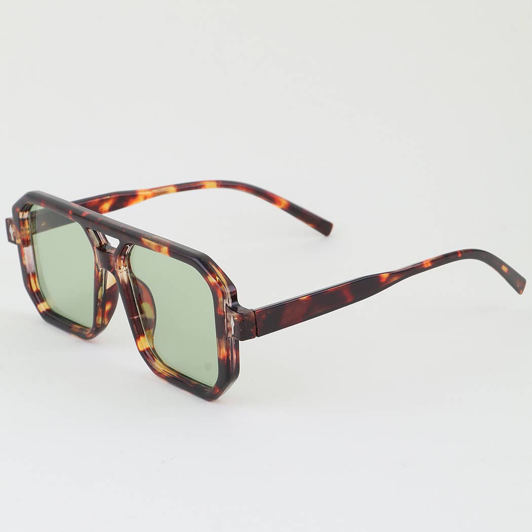 Tinted Block Aviator Sunglasses: MIX