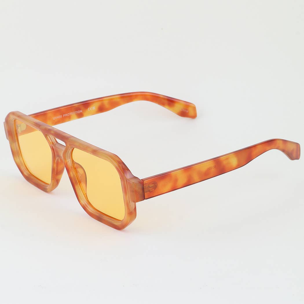 Bright Tortoise Aviator Block Sunglasses: MIX