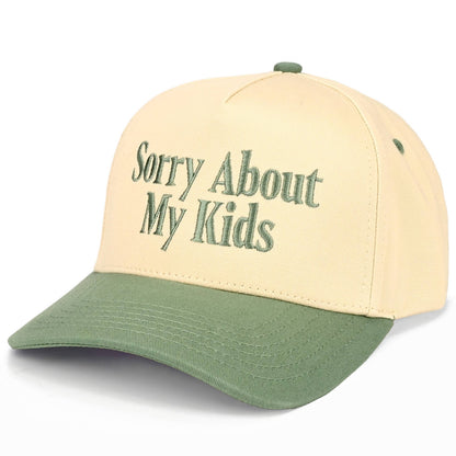 C.C SORRY ABOUT MY KIDS Letter Two Tone Trucker Hat: Leopard
