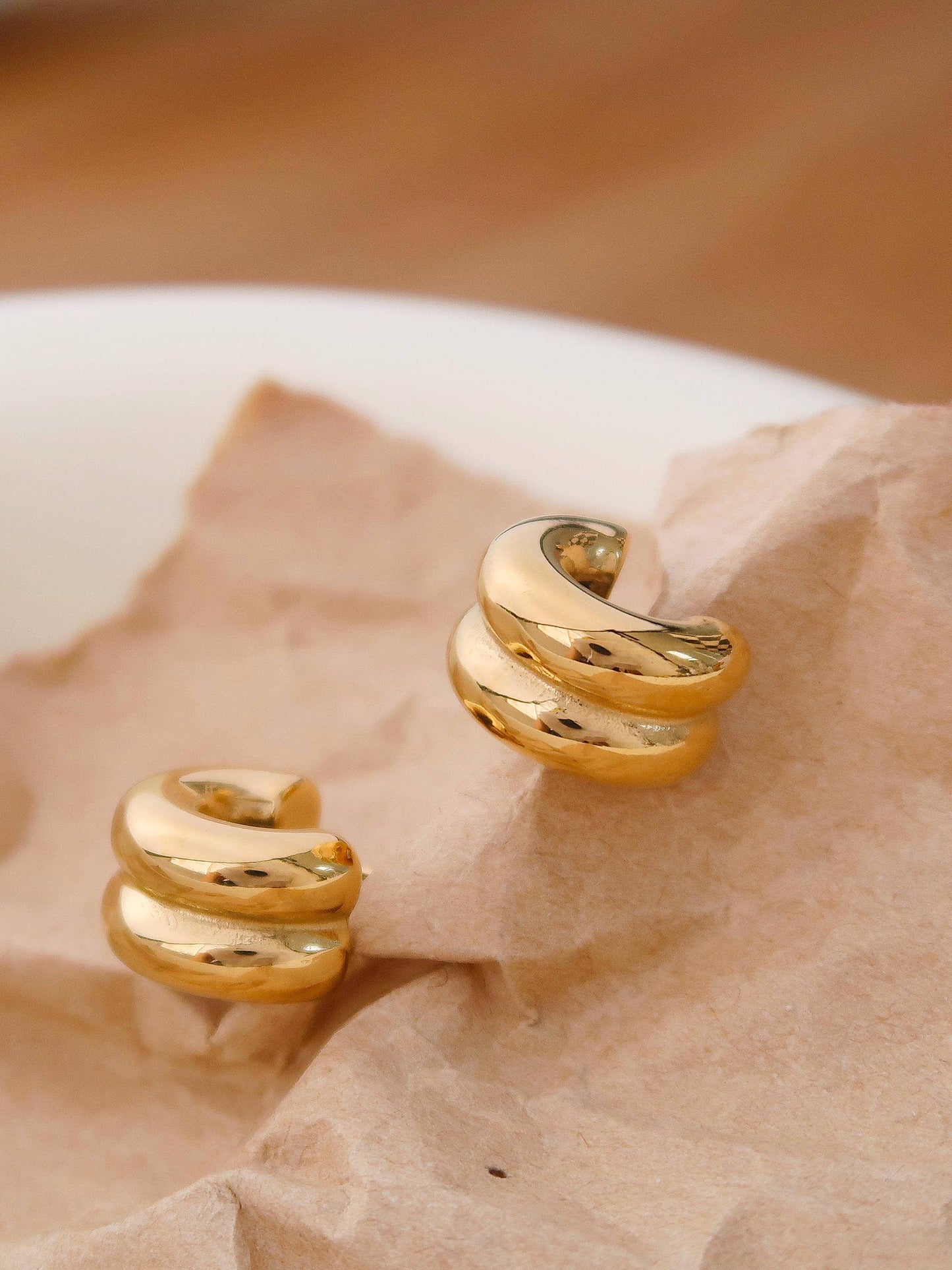 Emma Non-Tarnish Double C-Hoop Earring: Silver