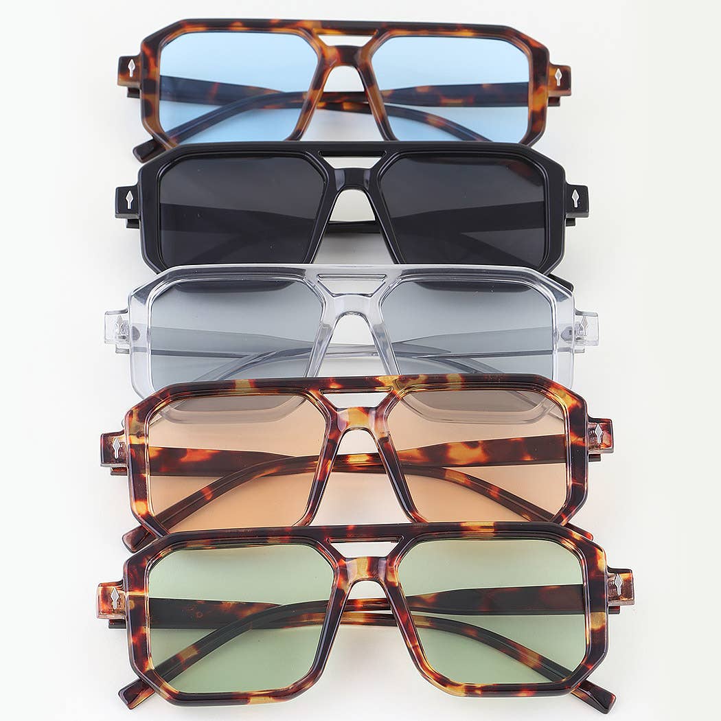 Tinted Block Aviator Sunglasses: MIX