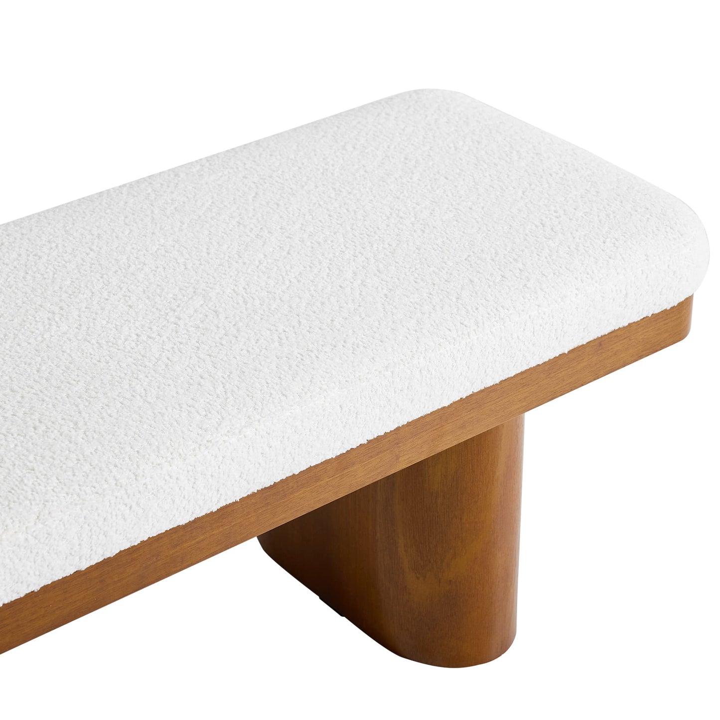 47.5" Wood Bed Bench Ottoman, Teddy Velvet Entryway Bench: Walnut