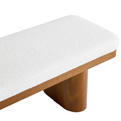 47.5" Wood Bed Bench Ottoman, Teddy Velvet Entryway Bench: Walnut