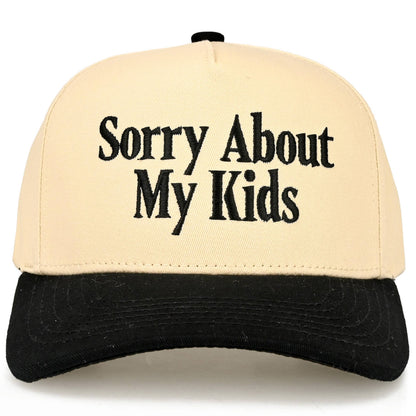 C.C SORRY ABOUT MY KIDS Letter Two Tone Trucker Hat: Leopard