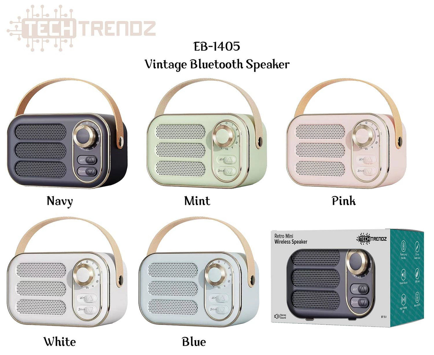 Vintage Bluetooth Speaker: Blue