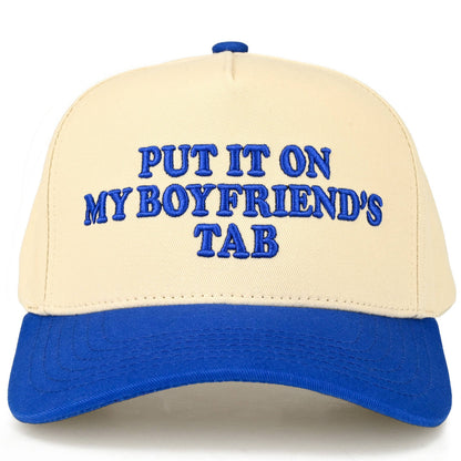 C.C PUT IT ON MY BOYFRIEND'S TAB Letter Two Tone Trucker Hat: Sky Blue