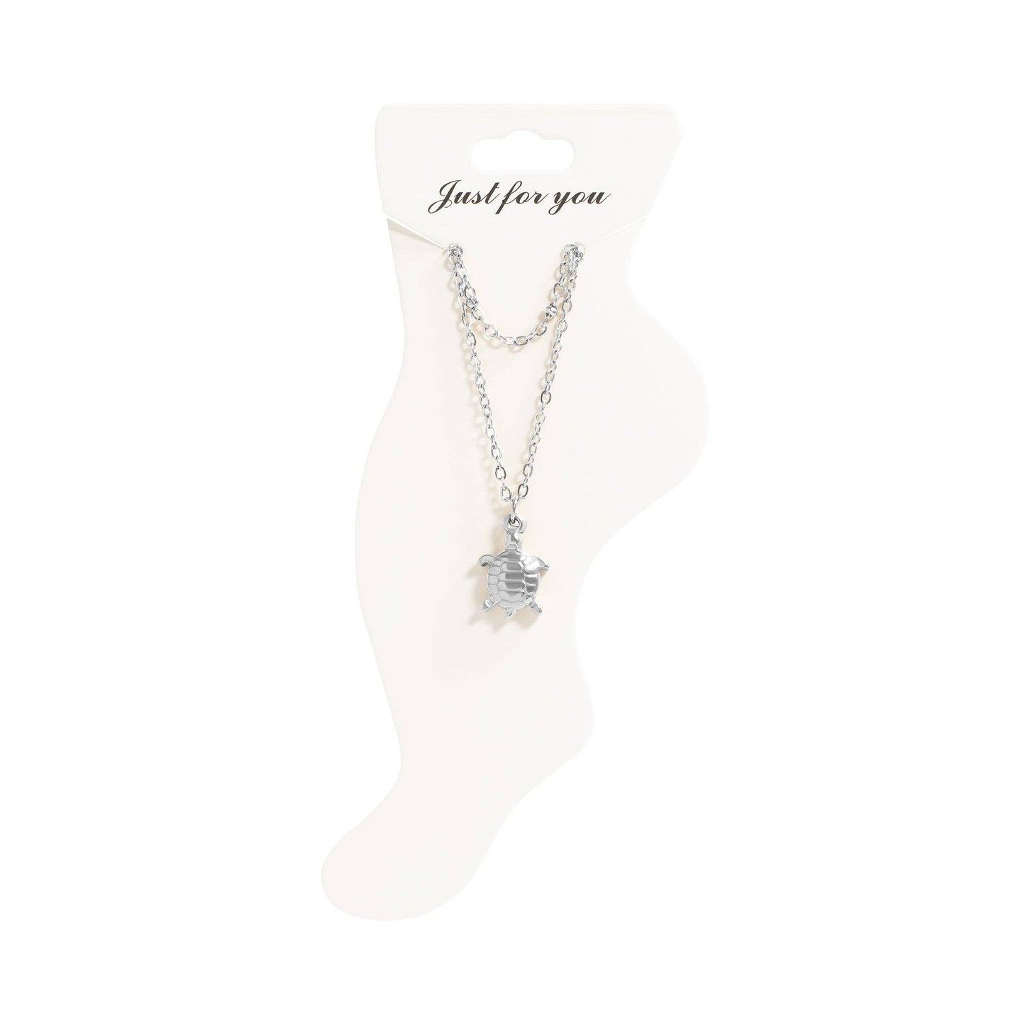 18K Gold PVD Stainless Steel Sea Turtle Charm Anklet: Gold
