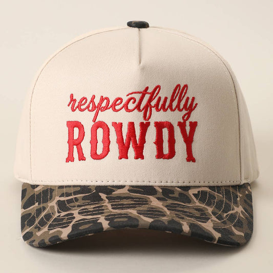 Respectfully ROWDY Embroidered Printed Brim Trucker Hat: LEOPARD / ONE SIZE