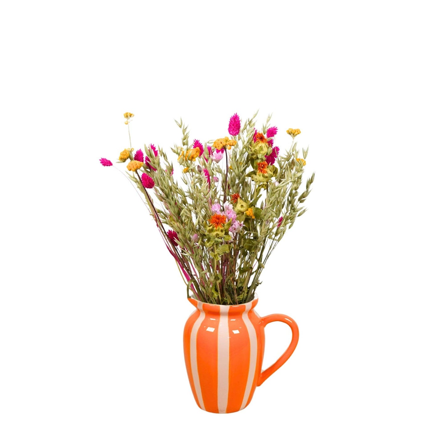 Dried Flowers in Ceramic Vase – Orange Stripes - Summer Bestseller