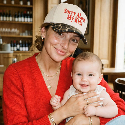 C.C SORRY ABOUT MY KIDS Letter Two Tone Trucker Hat: Leopard