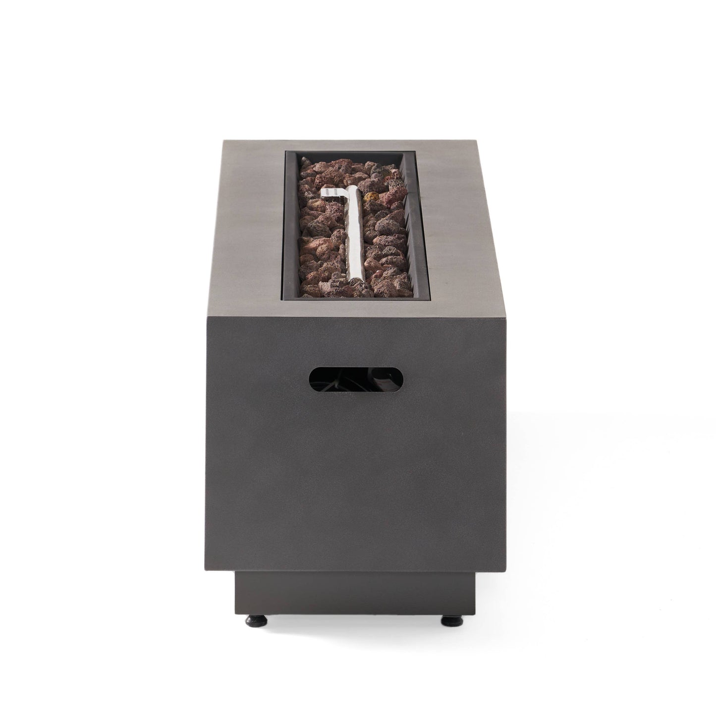 Rectangular Iron Fire Pit 50000 BTU for Patio: Stone Gray