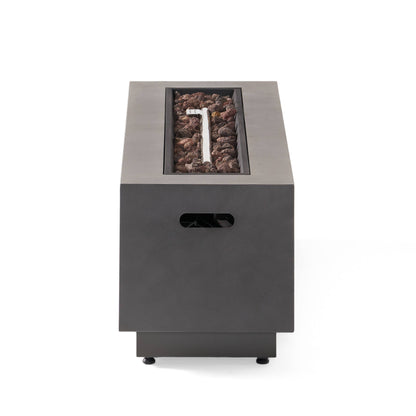 Rectangular Iron Fire Pit 50000 BTU for Patio: Stone Gray