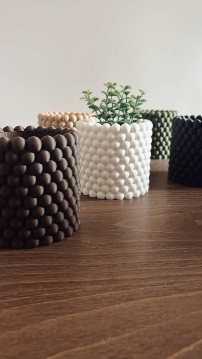 Bubble Texture Orb Planter: Mid-Century Modern Plant Pot: Cedar / Small