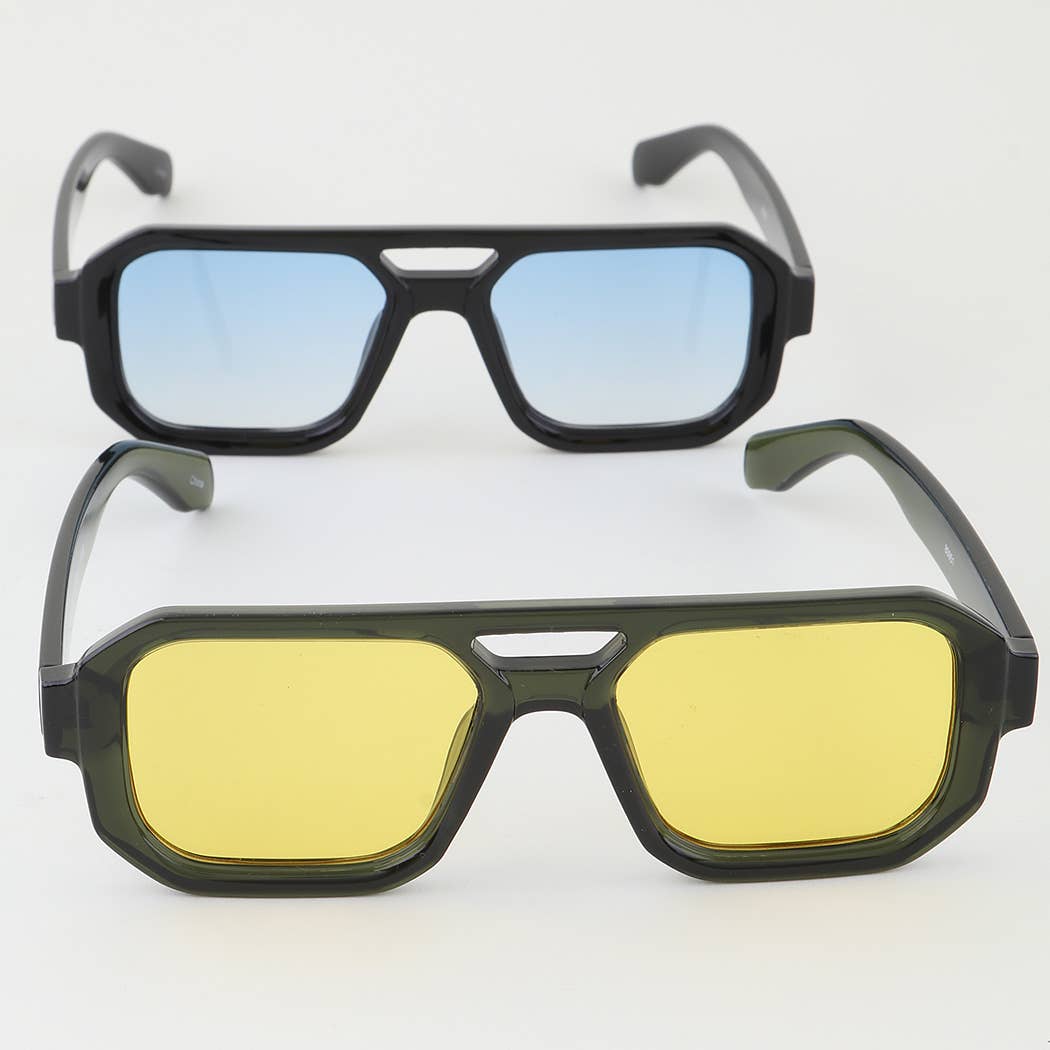 Bright Tortoise Aviator Block Sunglasses: MIX