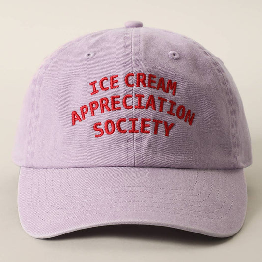 ICE CREAM APPRECIATION SOCIETY Embroidered Baseball Cap: LILAC / ONE SIZE