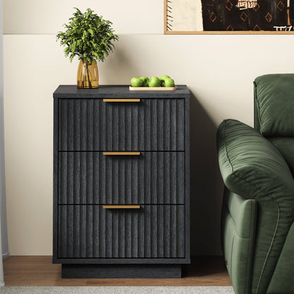 3-Drawer Low Storage Cabinet: Black