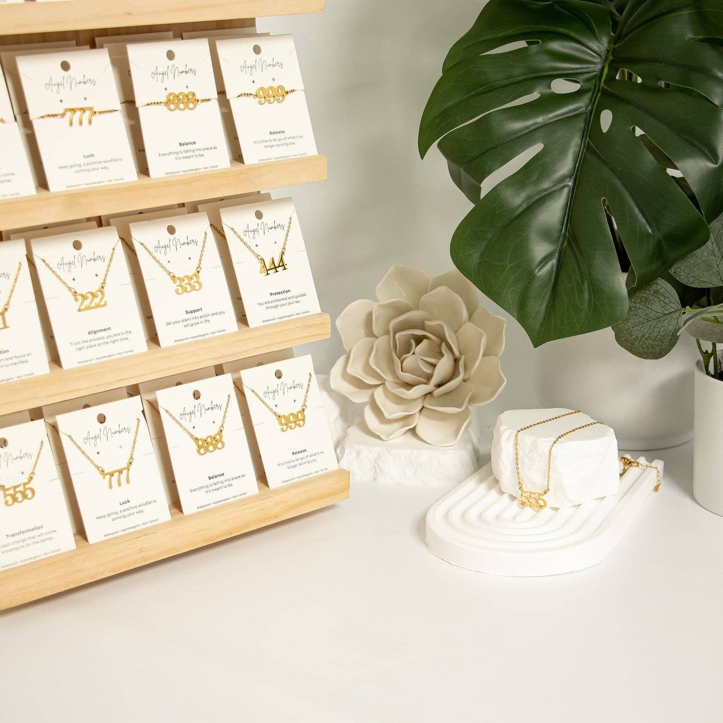 Angel Number Jewelry Display Set: Gold