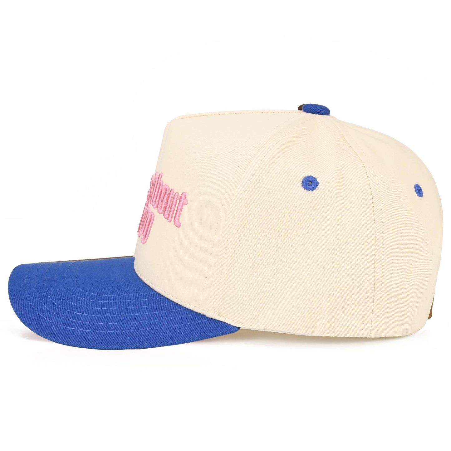 C.C ASK ME ABOUT MY DOG Letter on Two Tone Trucker Hat: Brown