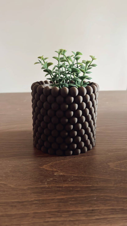 Bubble Texture Orb Planter: Mid-Century Modern Plant Pot: Olive / Large