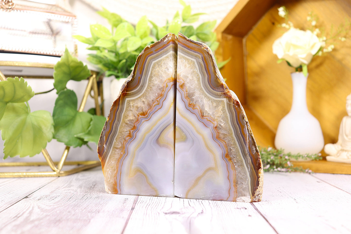 Natural Agate Bookend Pair