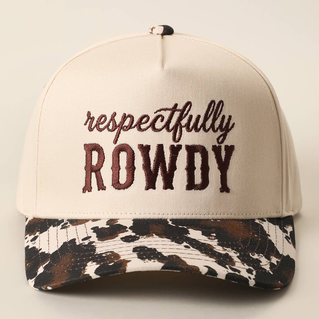 Respectfully ROWDY Embroidered Printed Brim Trucker Hat: LEOPARD / ONE SIZE
