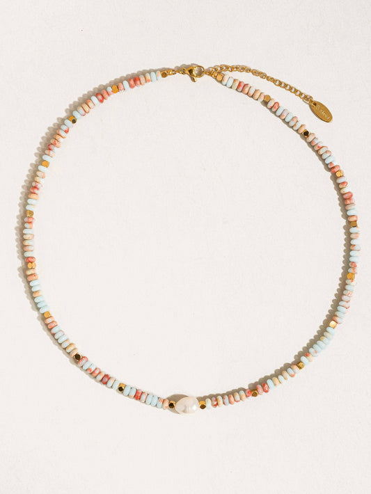 Swank Non-Tarnish Boho Beaded Pearl Necklace: Multi-Colored