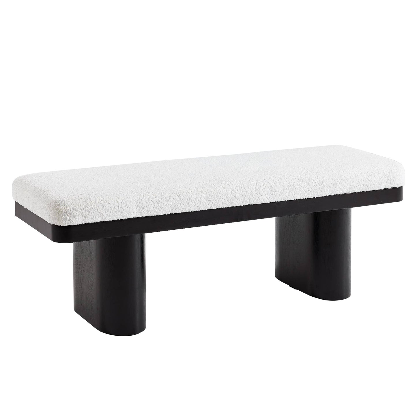 47.5" Wood Bed Bench Ottoman, Teddy Velvet Entryway Bench: Walnut