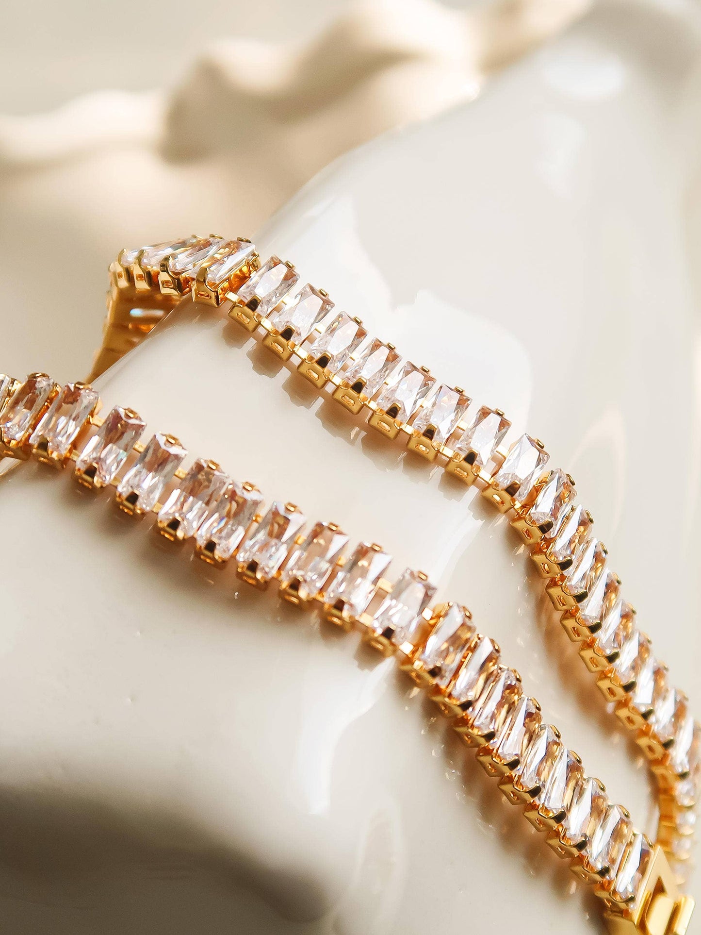 Rhodes 18K Gold Non-Tarnish Glam CZ Bracelet: Yellow Gold