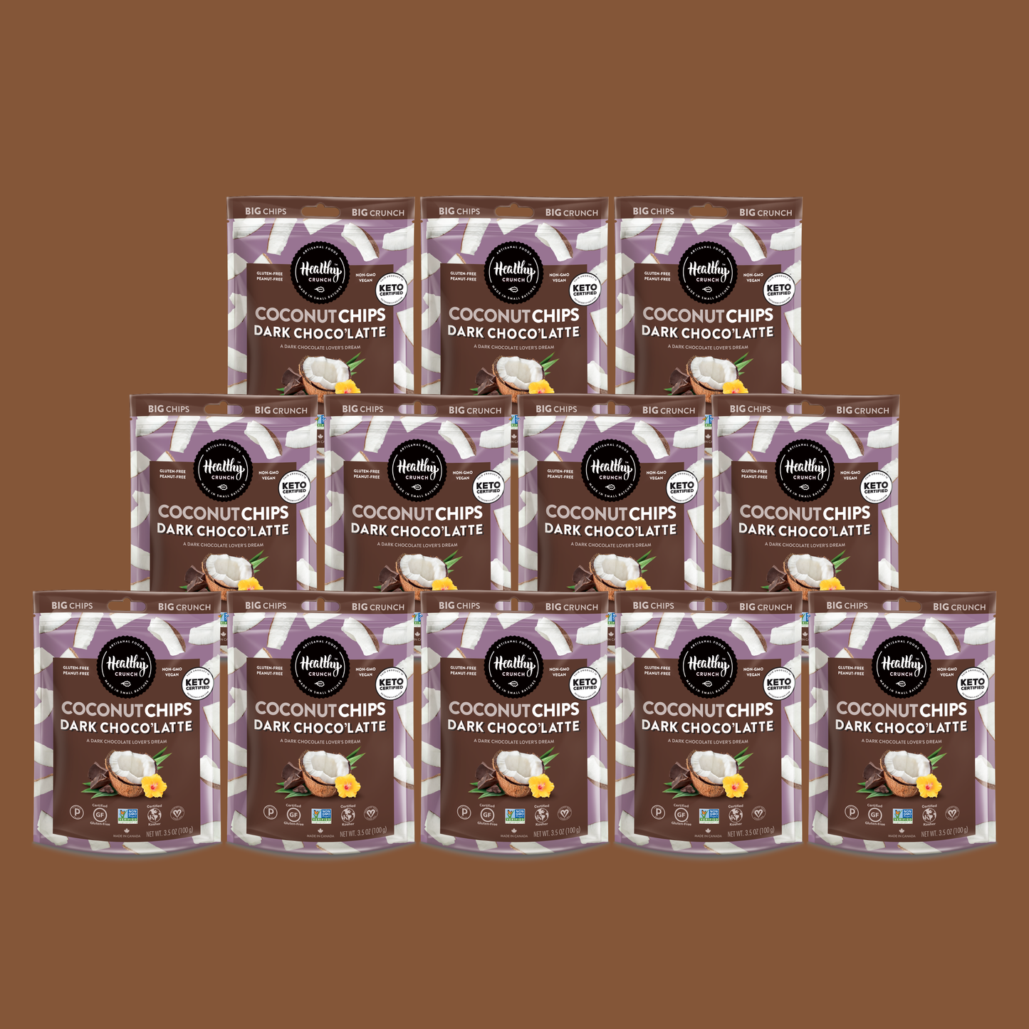 Dark Choco'Latte Coconut Chips: 6-Pack