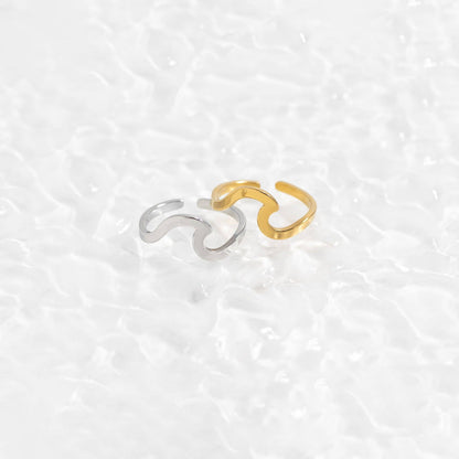 18K Gold PVD Stainless Steel Adjustable Wave Toe Ring: Gold