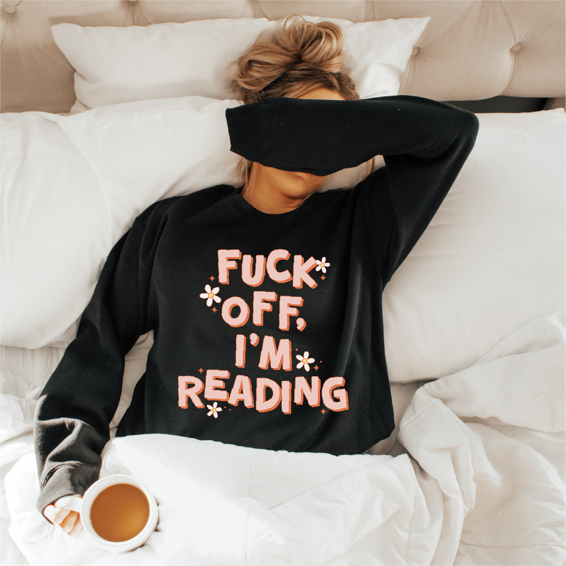 Fuck Off I'm Reading Unisex Crewneck Sweatshirt: Ash / Small