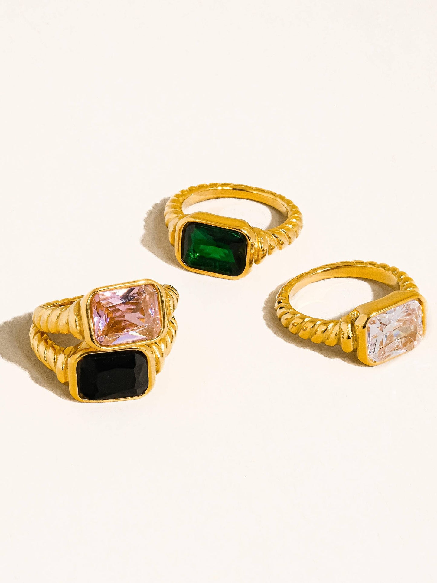 Laverne 18K Gold Non-Tarnish CZ Cocktail Ring: Black