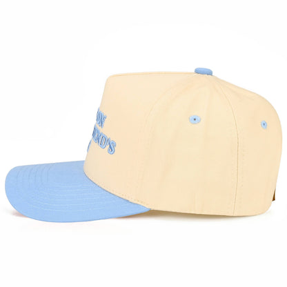 C.C PUT IT ON MY BOYFRIEND'S TAB Letter Two Tone Trucker Hat: Sky Blue