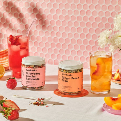 Strawberry Sencha Lemonade - Superfood Tea Blend: Glass Jar - 24 Cups