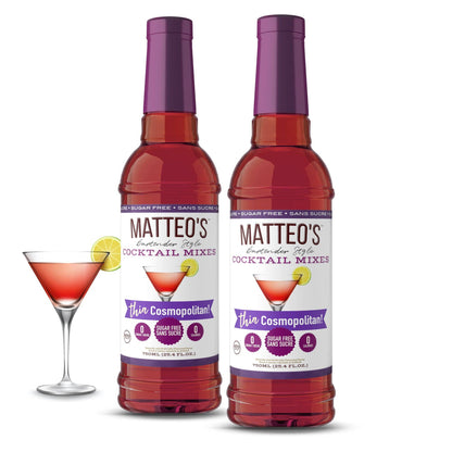Matteo's Sugar Free Cocktail Mixes - Cosmopolitan - Delicious Cocktail Mixers, 0 Calories, 0 Sugar Cocktails, Keto Friendly Drinks: 1 Bottle
