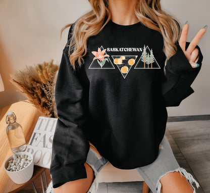 Saskatchewan Triangles Unisex Crewneck | Prairie Apparel | Sask Clothing: Ash
