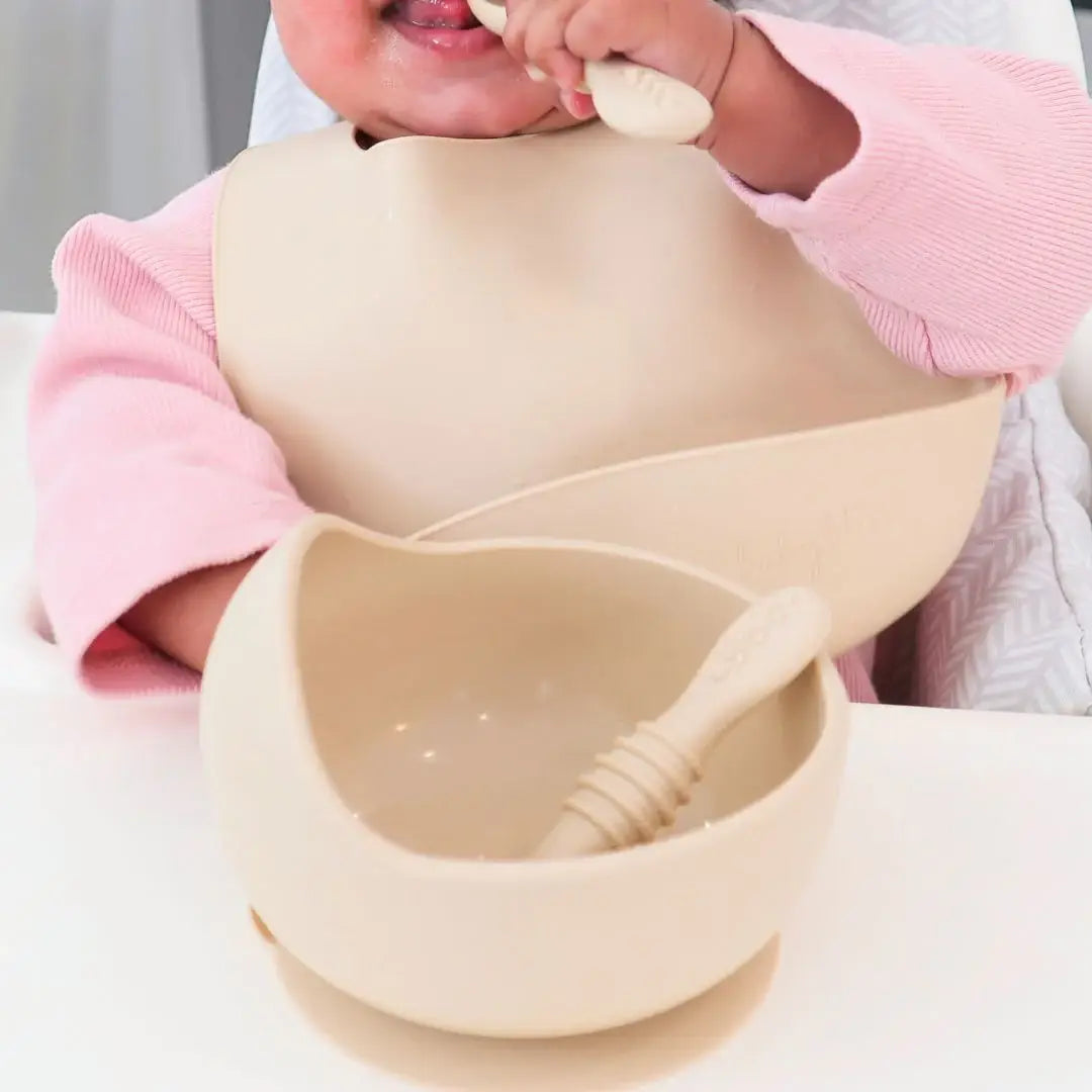 Suction Bowl & Training Spoons - Almond: Almond