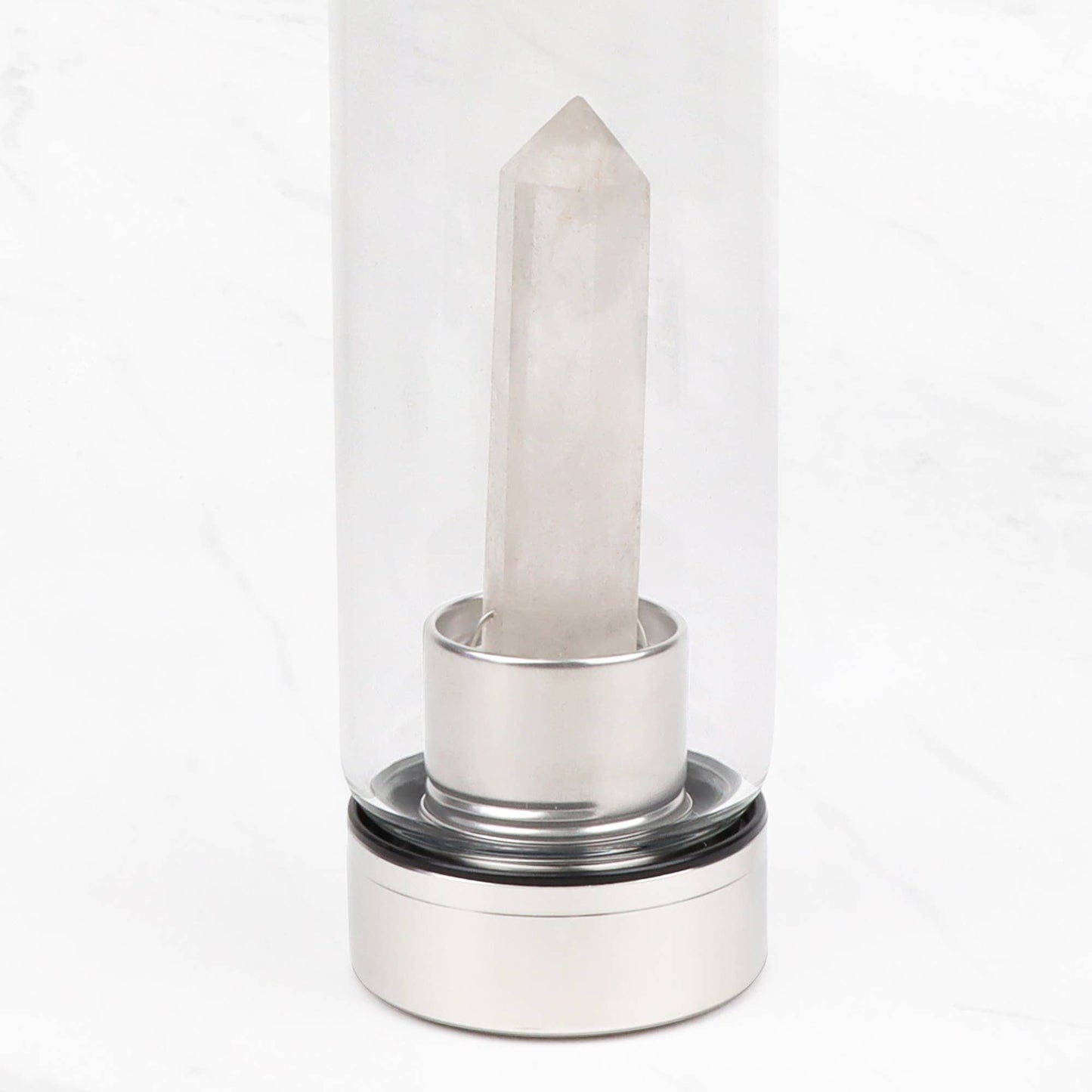 Clear Quartz Crystal Glass Water Bottle