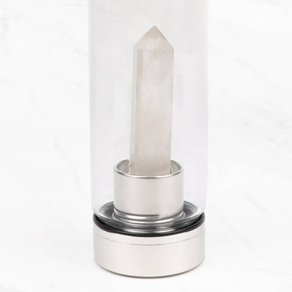 Clear Quartz Crystal Glass Water Bottle