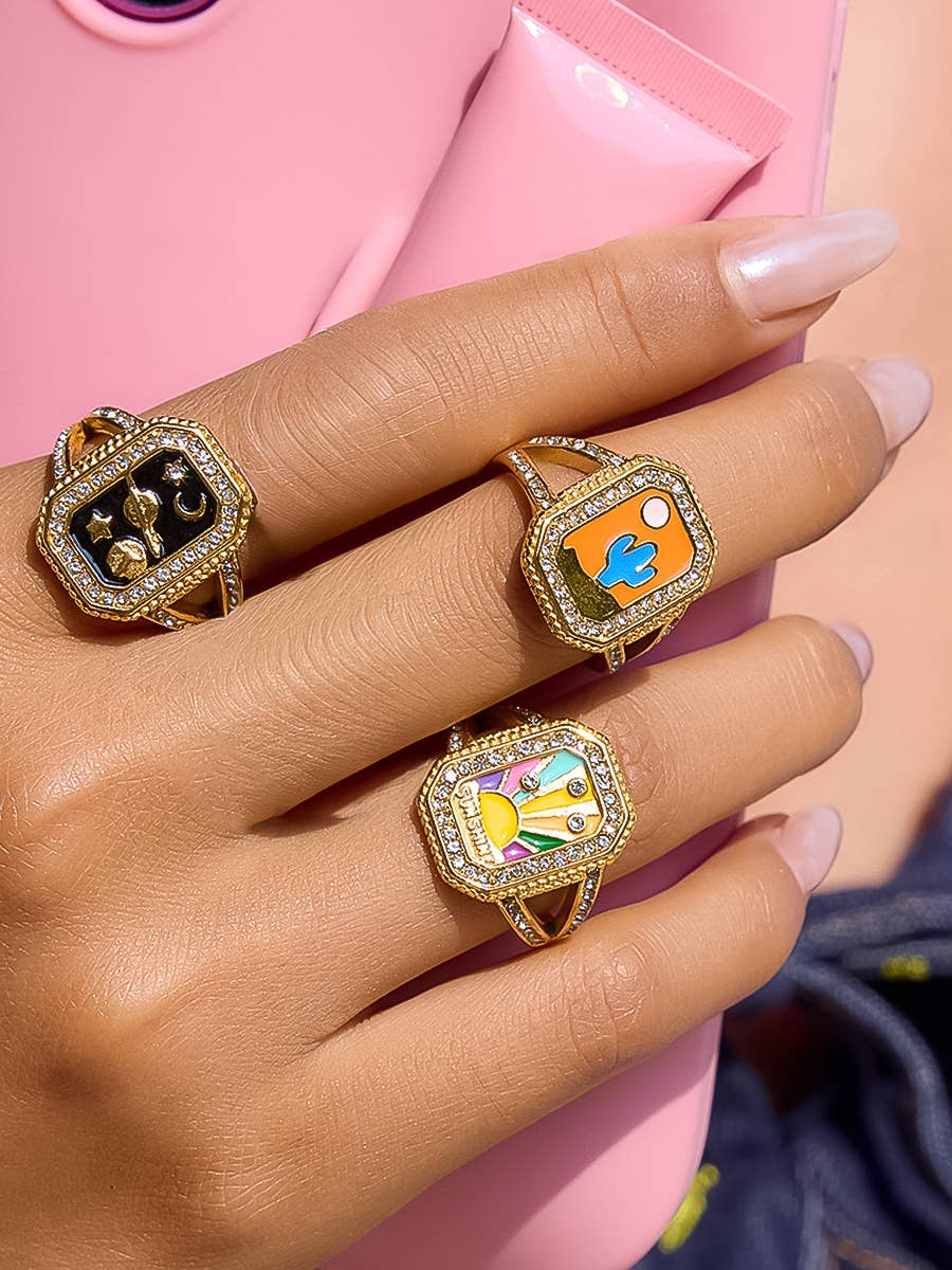 Lulora 18K Gold Non-Tarnish Statement Ring: Multi-Colored