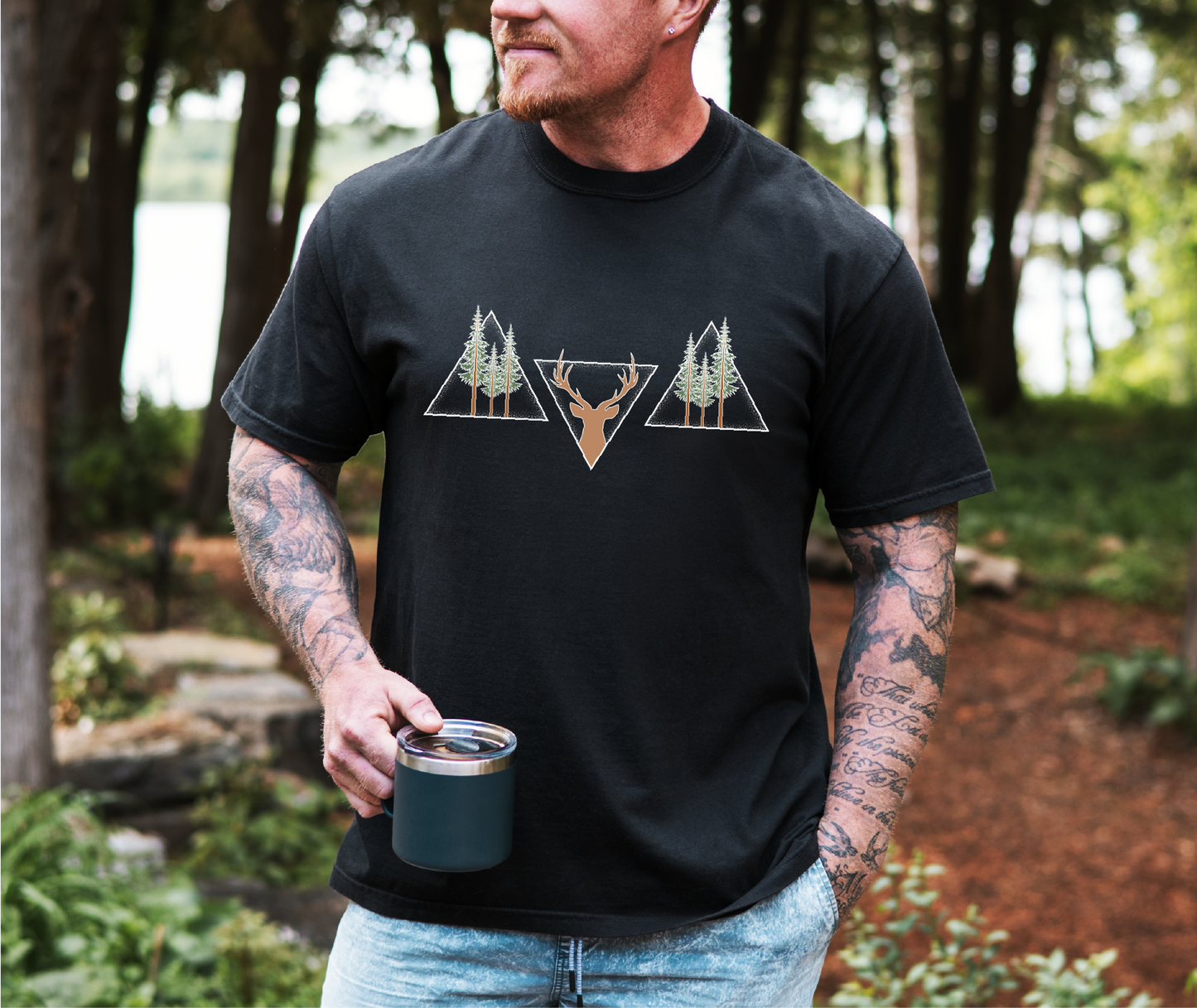 Hunting Triangles Unisex T-shirt: Black
