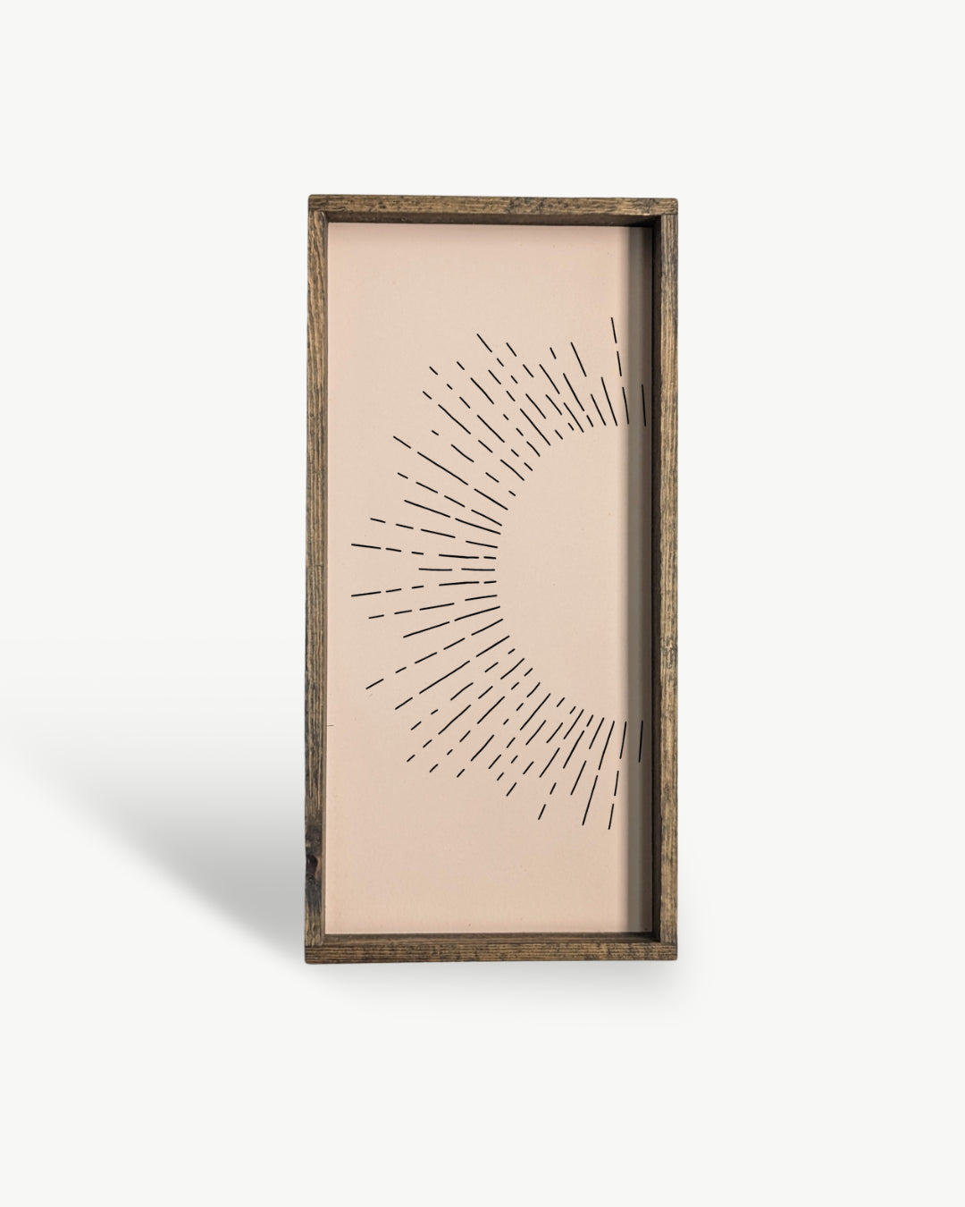 Sunburst Framed Print – Handmade Boho Line Art Wood Print: Clay