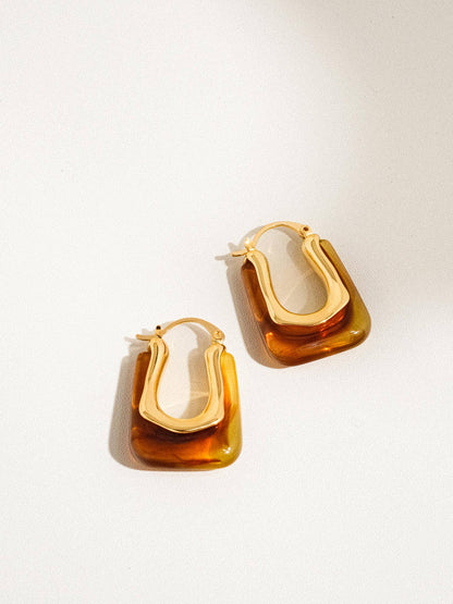 Talia 18K Gold U-Shaped Boho Hoop Earring: White