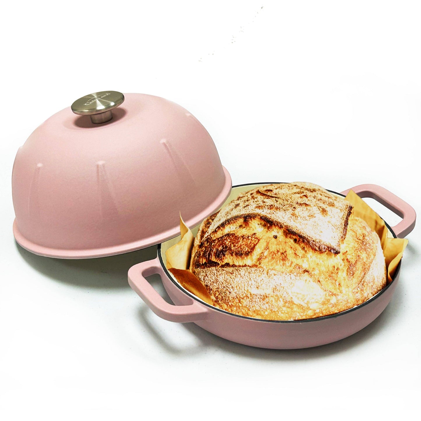 Cuisiland Pre-Seasoned Cast Iron Bread Cloche – Dome Lid Dutch Oven for Artisan Sourdough Baking – Heat-Retaining, Nonstick Bakeware for Crispy Crust & Even Baking – Oven Safe: Green