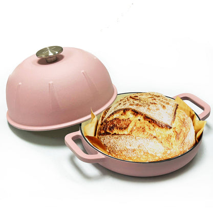 Cuisiland Pre-Seasoned Cast Iron Bread Cloche – Dome Lid Dutch Oven for Artisan Sourdough Baking – Heat-Retaining, Nonstick Bakeware for Crispy Crust & Even Baking – Oven Safe: Green