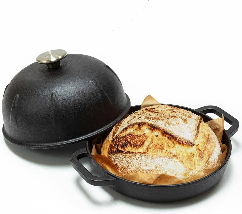 Cuisiland Pre-Seasoned Cast Iron Bread Cloche – Dome Lid Dutch Oven for Artisan Sourdough Baking – Heat-Retaining, Nonstick Bakeware for Crispy Crust & Even Baking – Oven Safe: Green