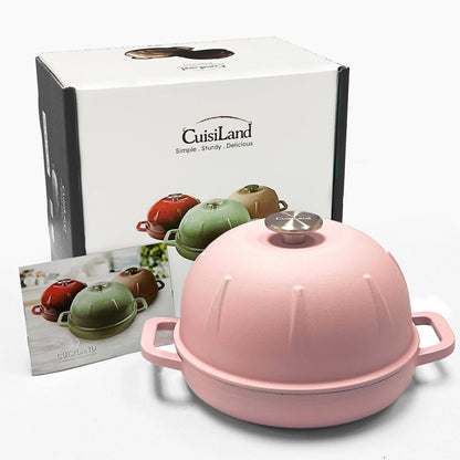 Cuisiland Pre-Seasoned Cast Iron Bread Cloche – Dome Lid Dutch Oven for Artisan Sourdough Baking – Heat-Retaining, Nonstick Bakeware for Crispy Crust & Even Baking – Oven Safe: Green