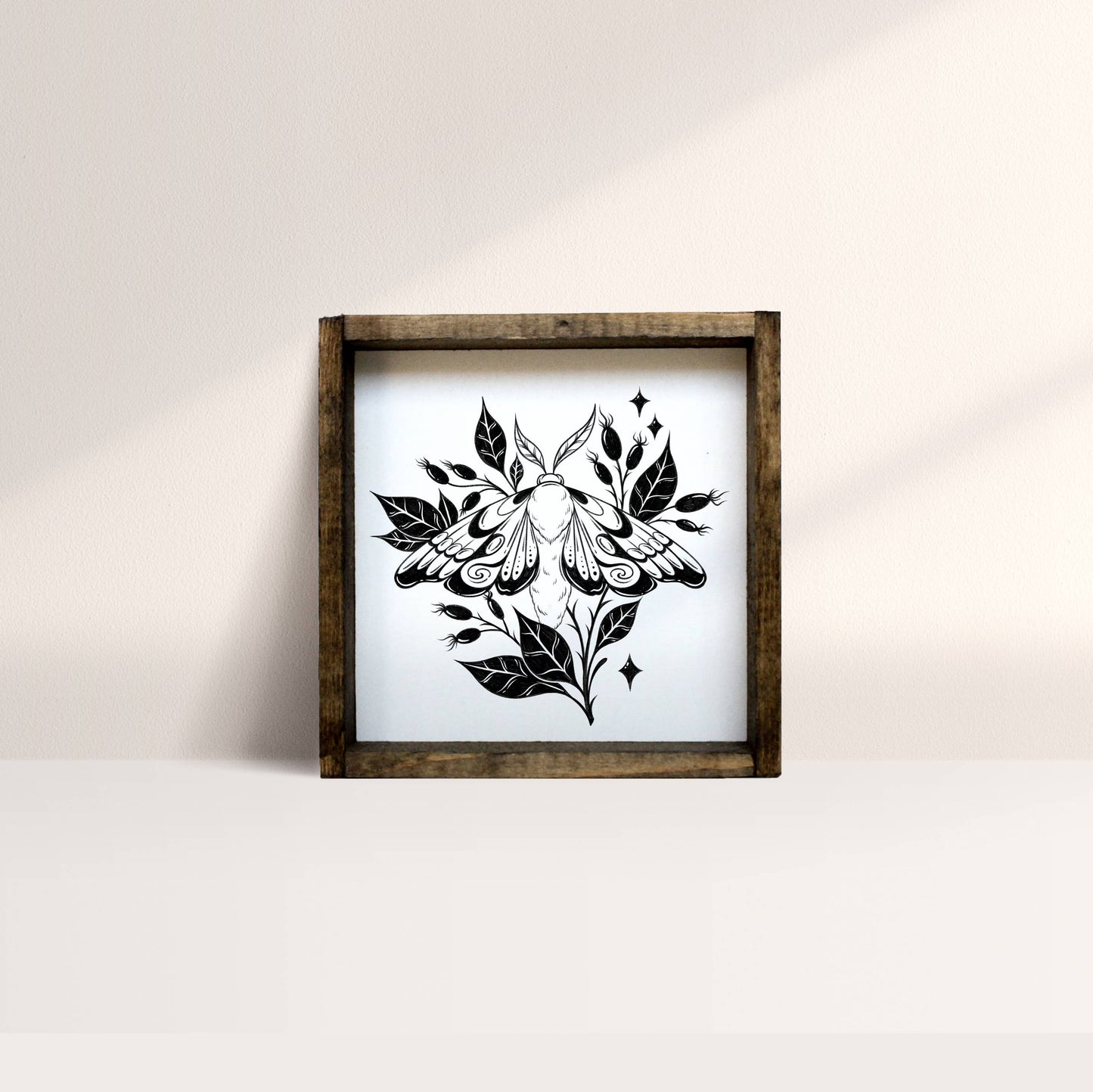 Moth Framed Print: White