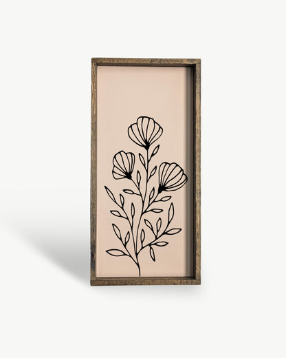 Floral Line Art Framed Print – Minimalist Wall Decor: Clay