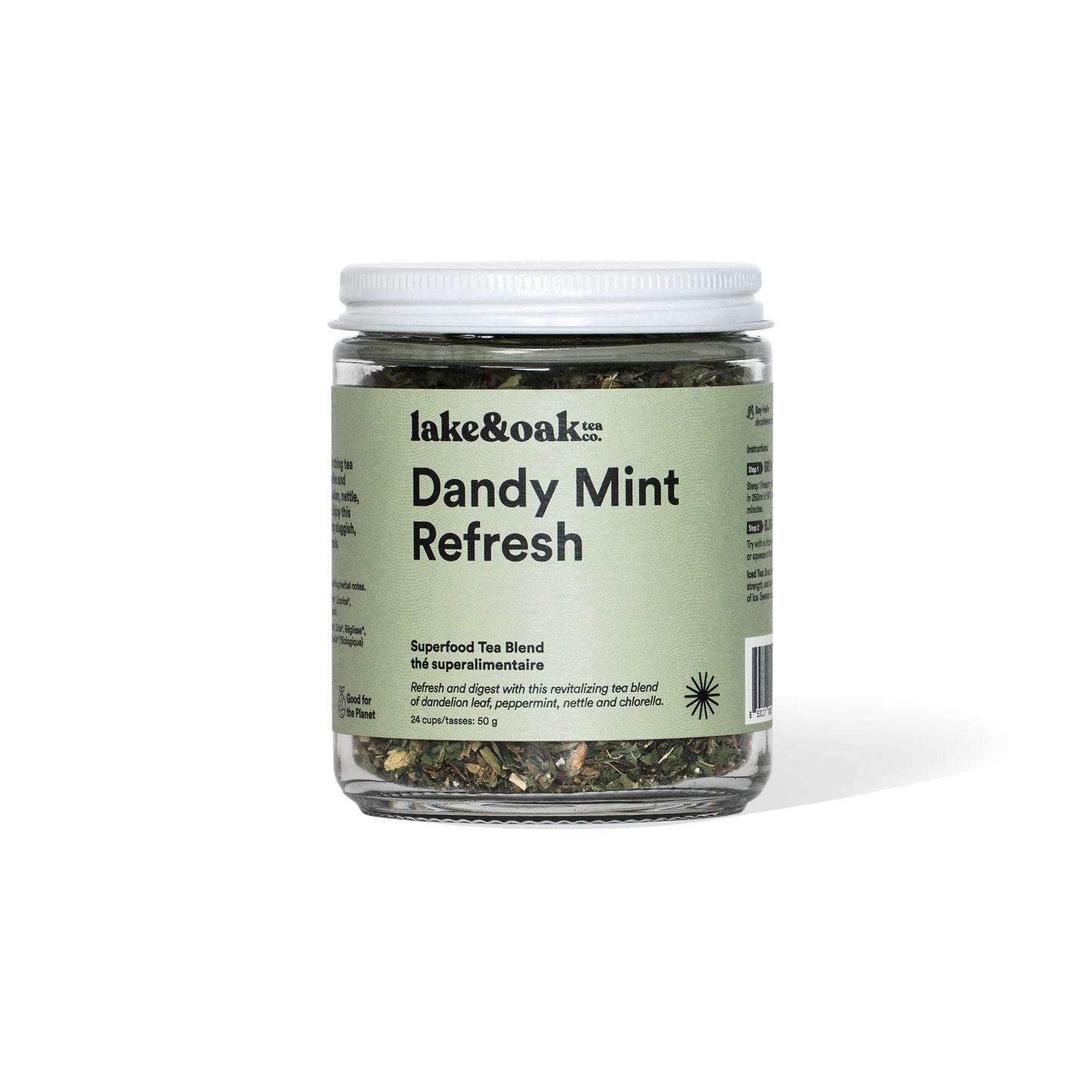 Dandy Mint Refresh -  Superfood Tea Blend: Retail Glass Jar
